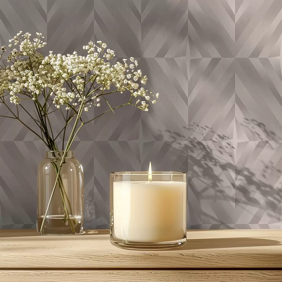 Wallpaper Geometric squares with arrows in warm beige tones a00982