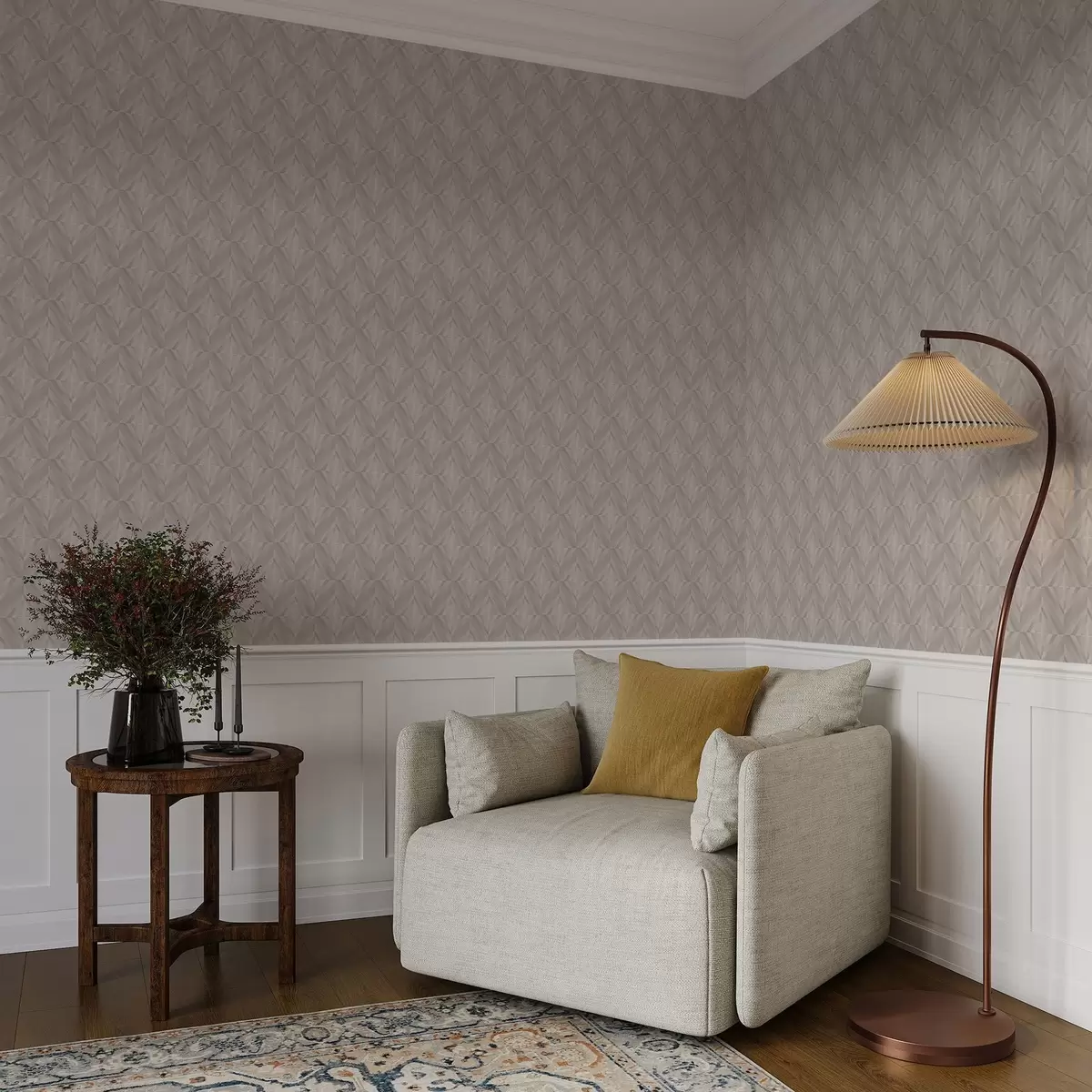 Wallpaper Soft pattern of diagonal strokes in beige tones a00983