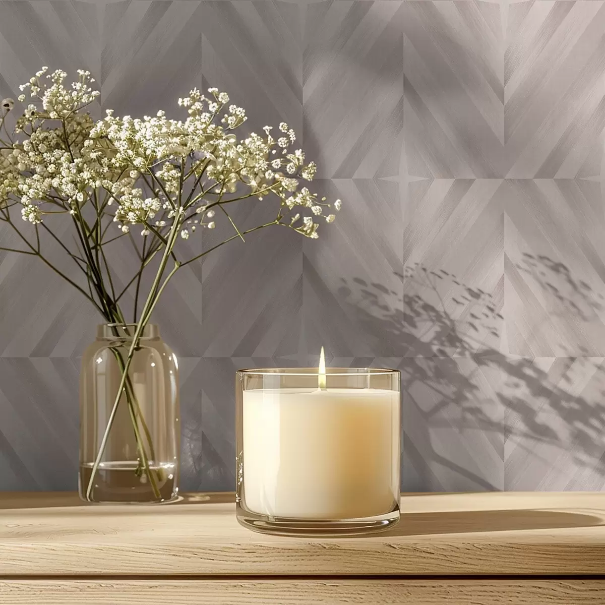 Wallpaper Soft pattern of diagonal strokes in beige tones a00983