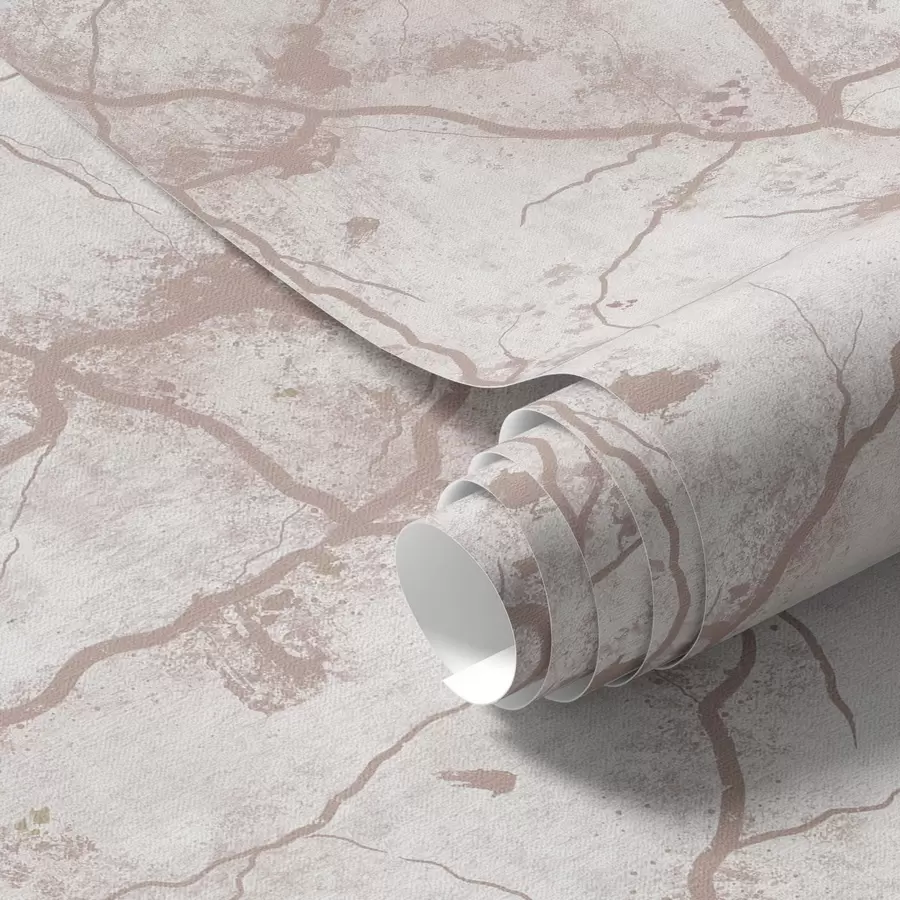 wall murals Light concrete with a lace of pink cracks and spots a00987