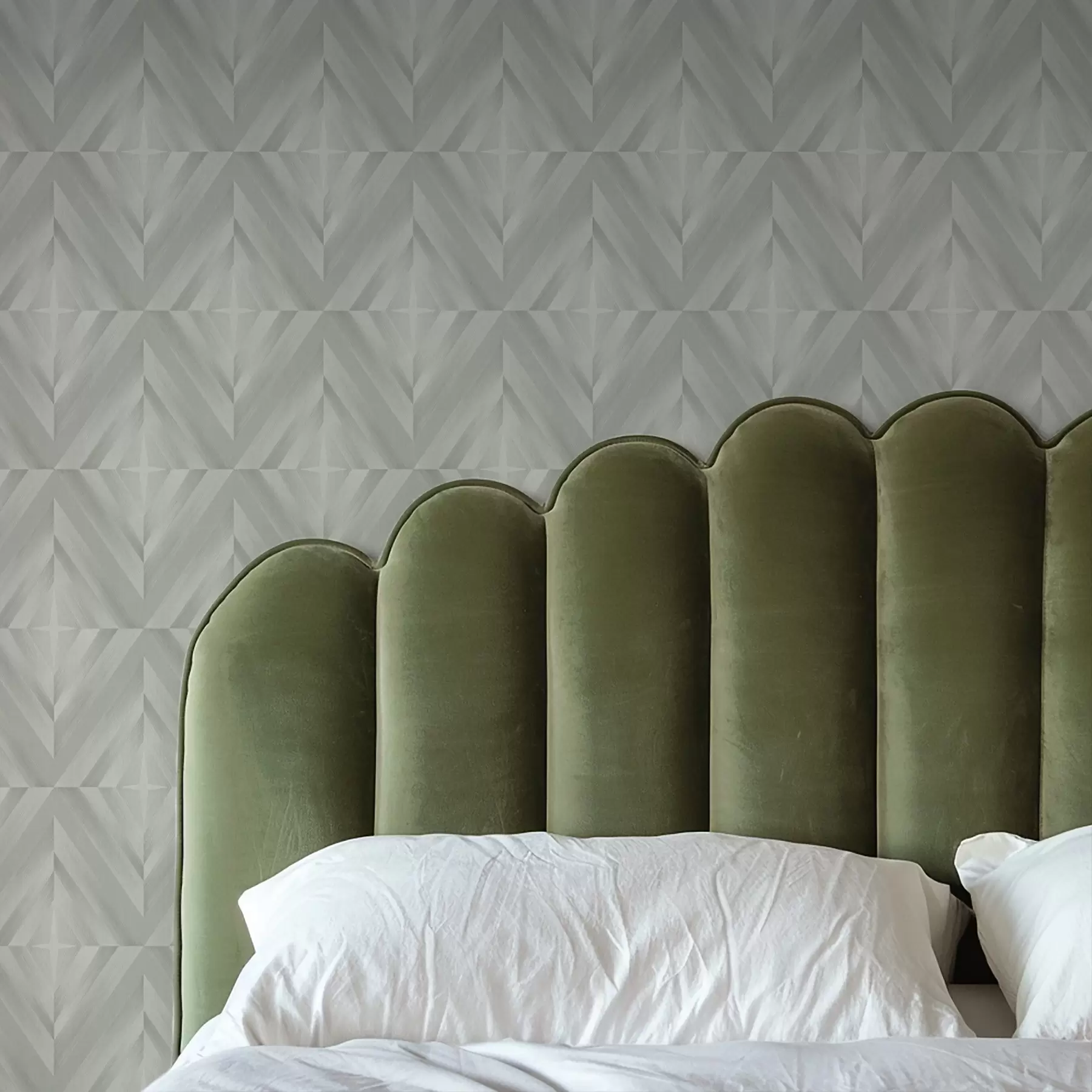 wall murals Diagonal strokes forming squares in a mint-grey palette a00983v1