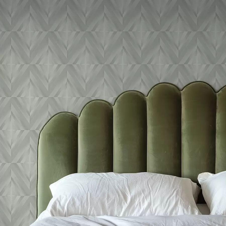 wall murals Diagonal strokes forming squares in a mint-grey palette a00983v1