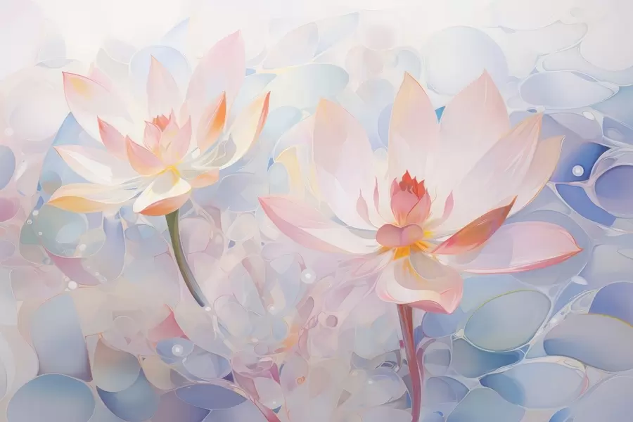 wall murals Soft pastel lotus flowers in watercolor style w09512