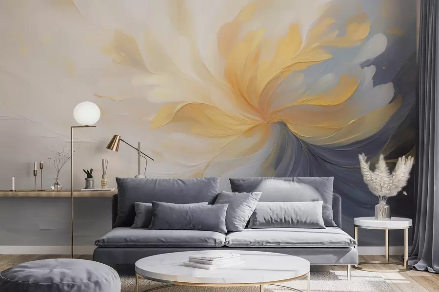wall murals Abstract swirl of yellow and blue w09518