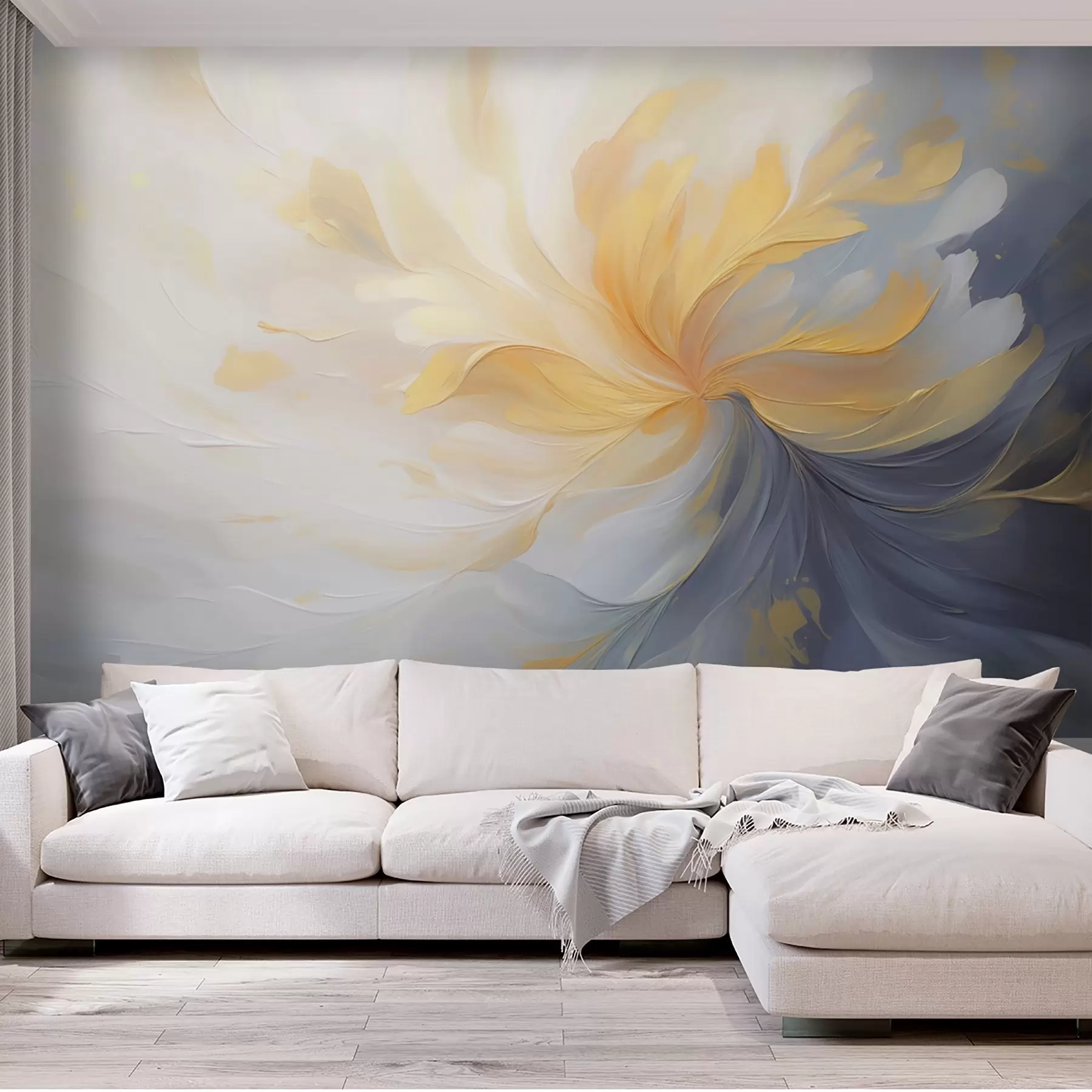 wall murals Abstract swirl of yellow and blue w09518