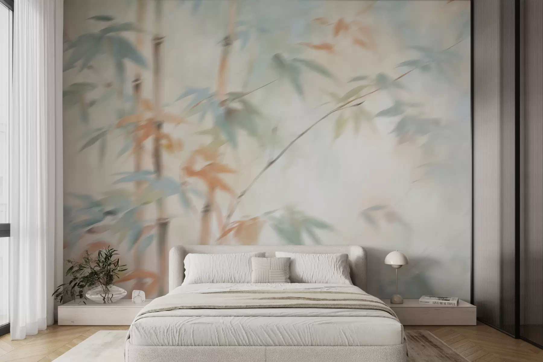 wall murals Bamboo imitation blur w04936