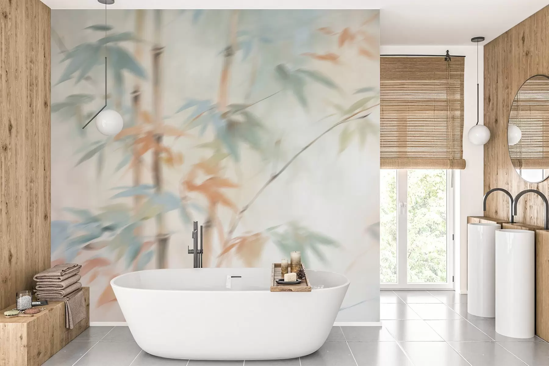wall murals Bamboo imitation blur w04936