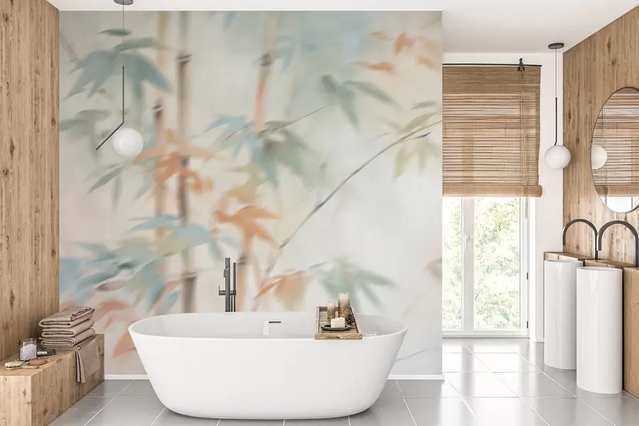 wall murals Bamboo imitation blur w04936