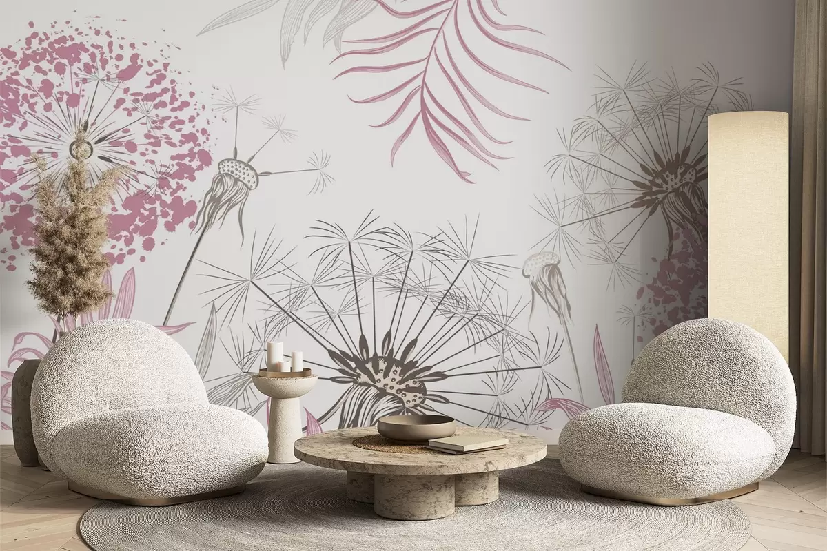 wall murals Dandelions among the foliage w04942v2