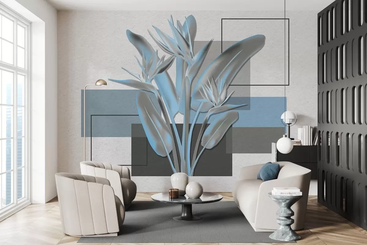 wall murals Strelitzia and geometria w04949