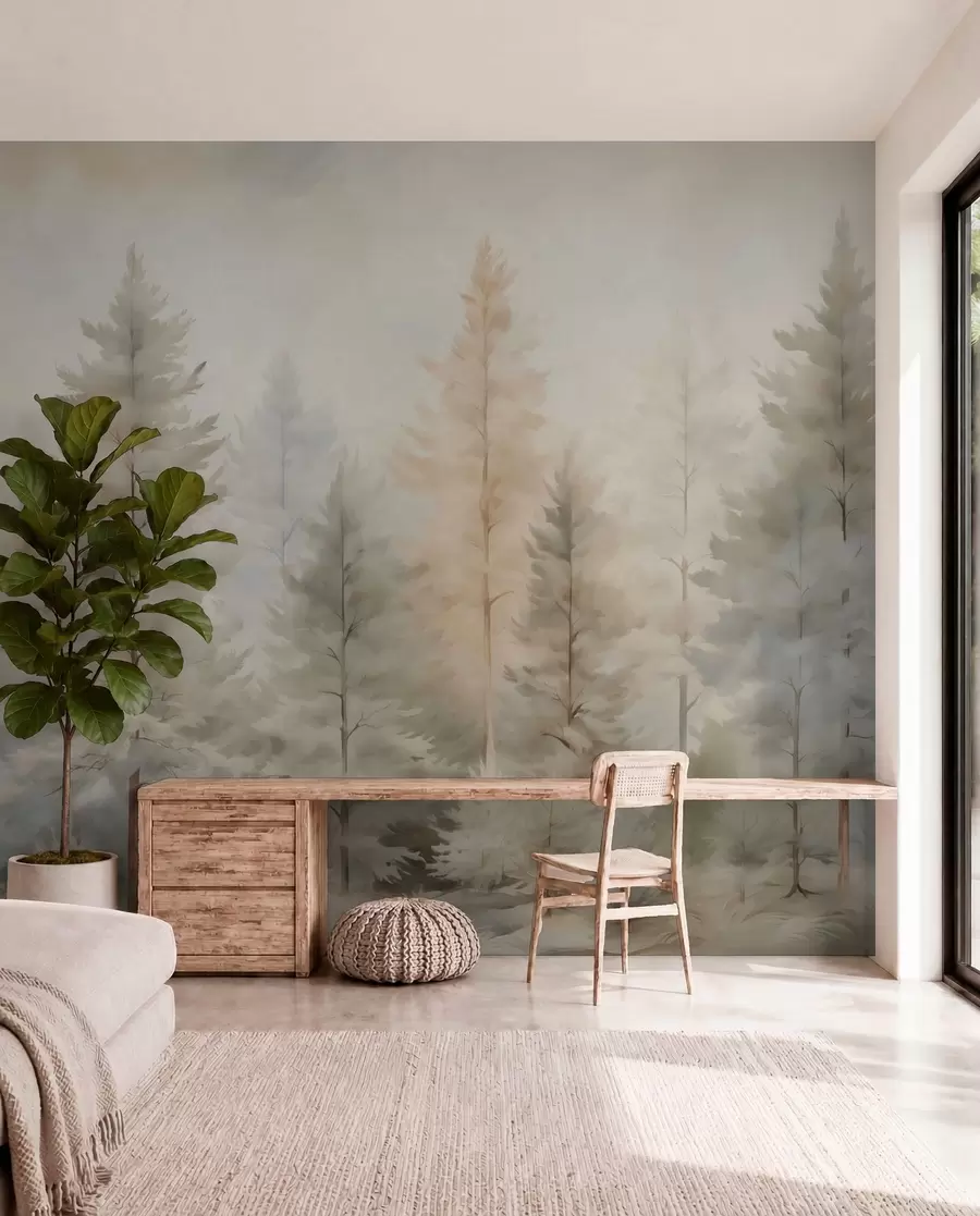 wall murals Coniferous forest w04975