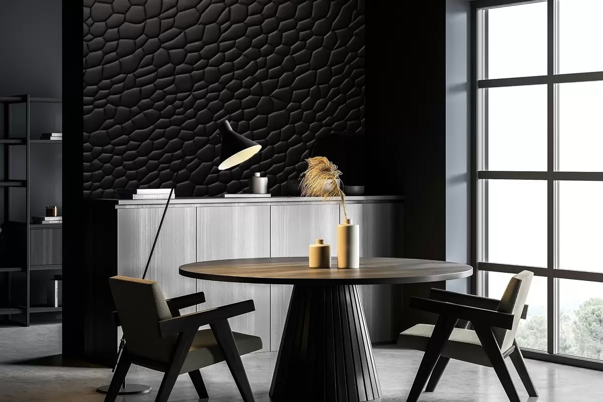 wall murals Black mosaic with soft three-dimensional relief w04955