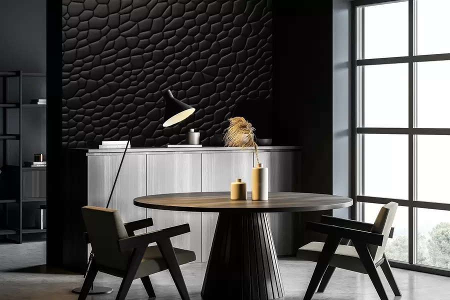 wall murals Black mosaic with soft three-dimensional relief w04955