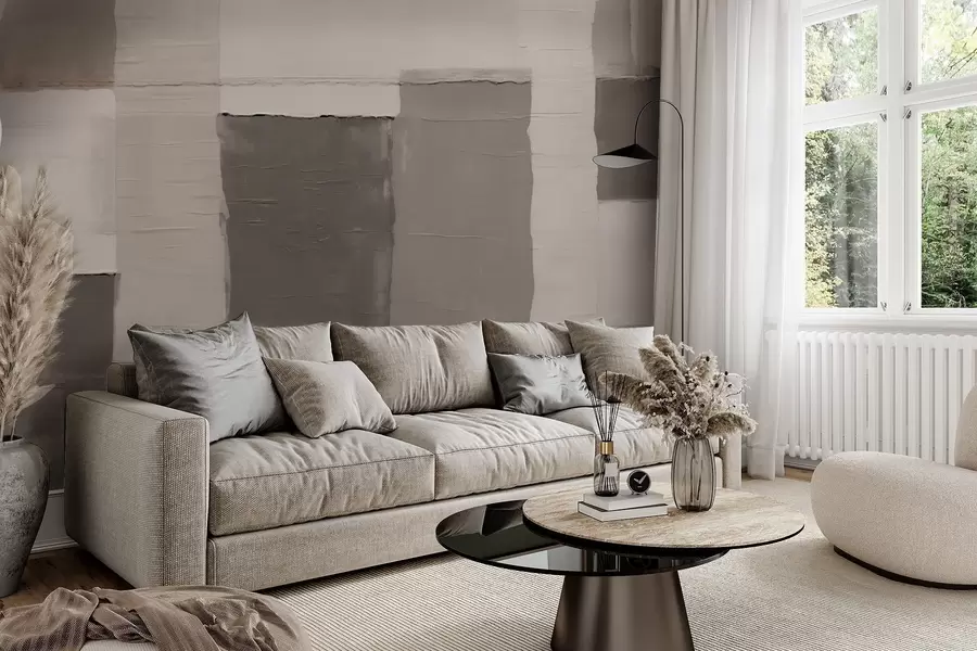 wall murals Calm textured rectangles in gray-beige tones w04958