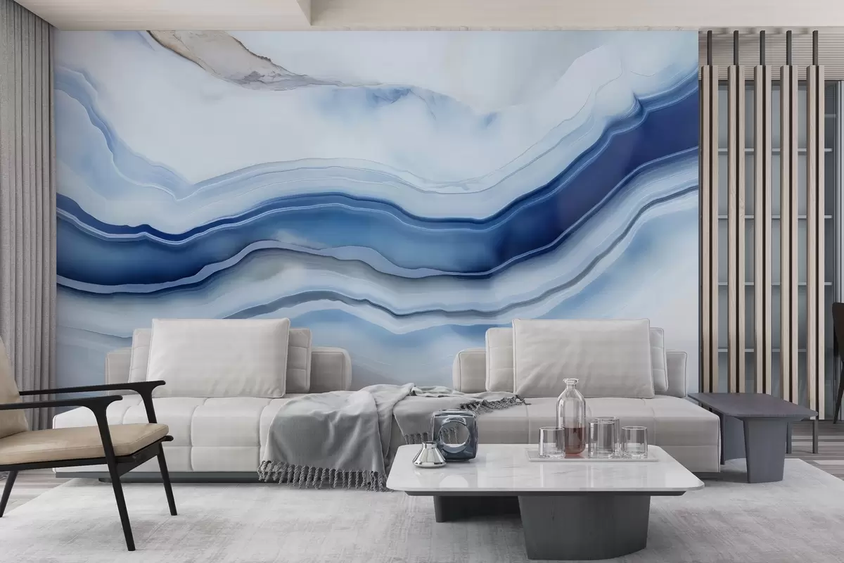 wall murals Blue marble imitation w04993