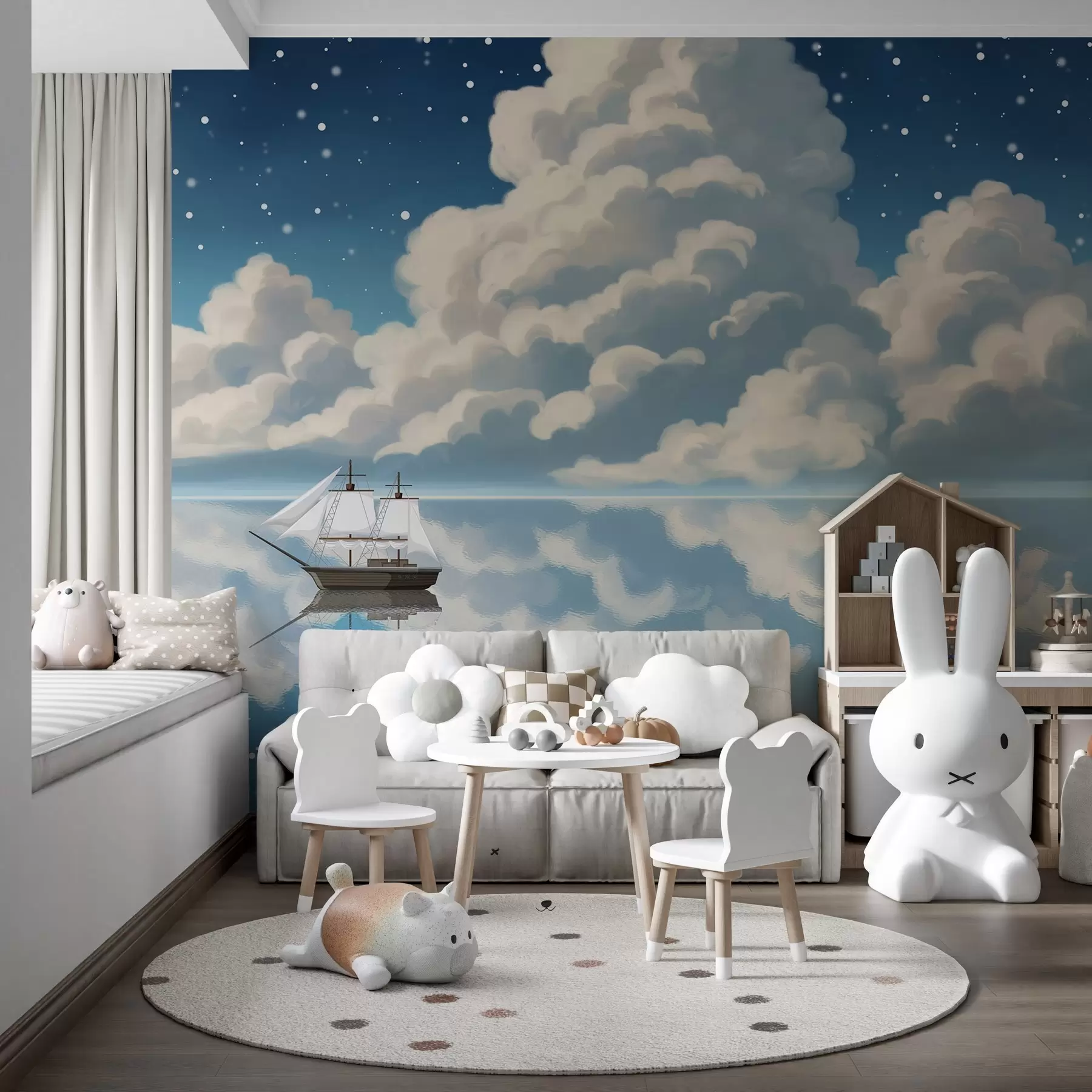 wall murals Thick clouds over water w04996