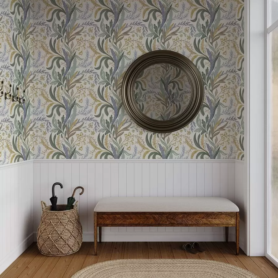 wall murals Lush floral ornament in a soft pastel palette a00939