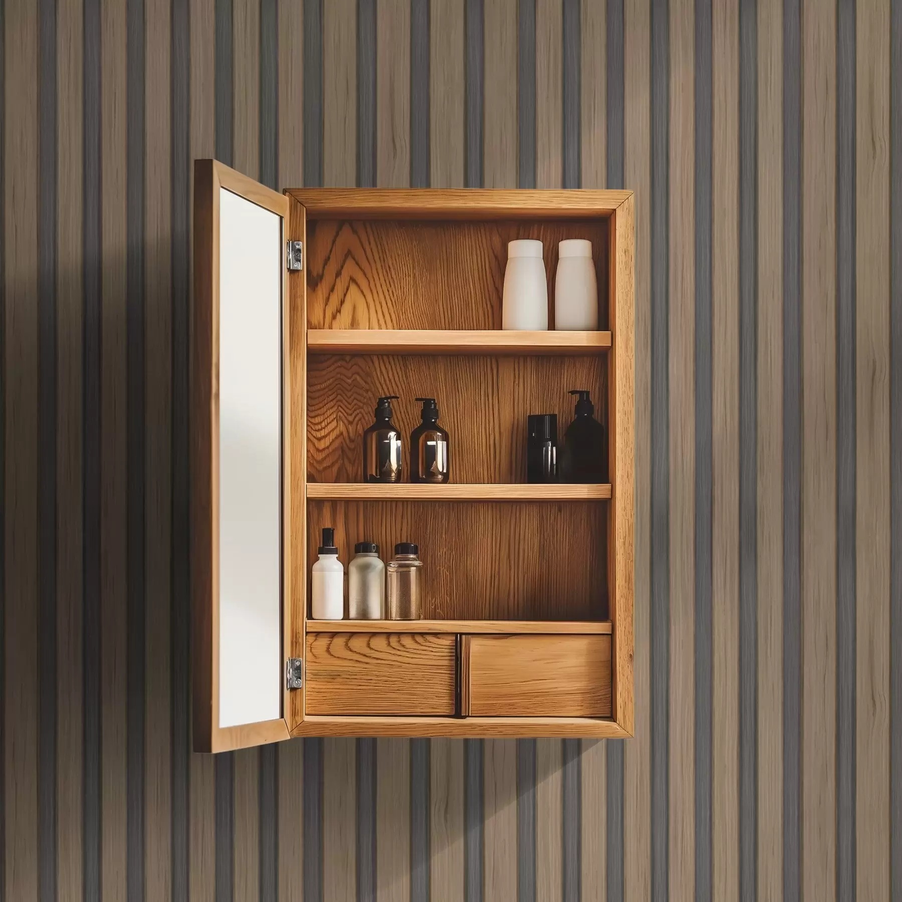 wall murals Vertical wooden slats with dark grey inserts a00991