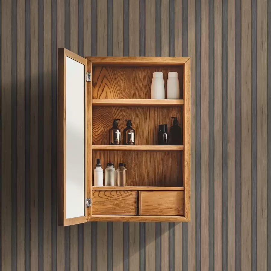 wall murals Vertical wooden slats with dark grey inserts a00991