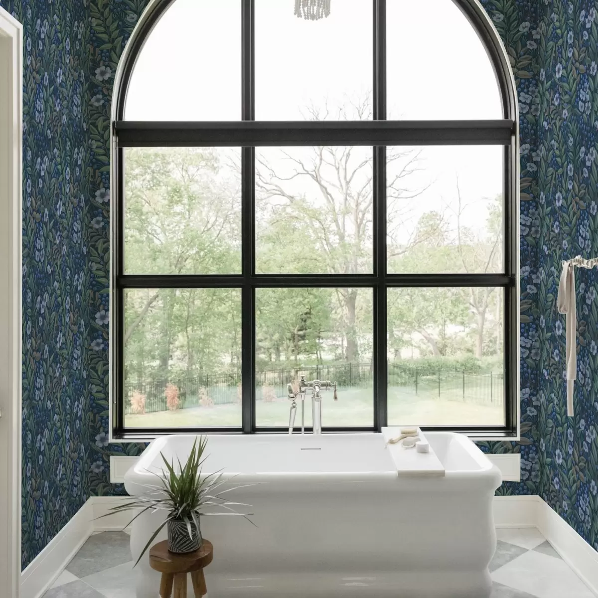 Wallpaper Midnight-blue berries and white flowers in dense foliage a00994