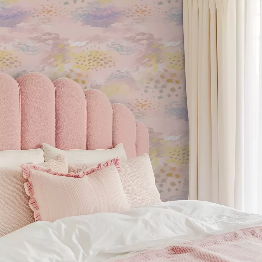 wall murals Pink pastel abstraction with soft brushstrokes a00999v2