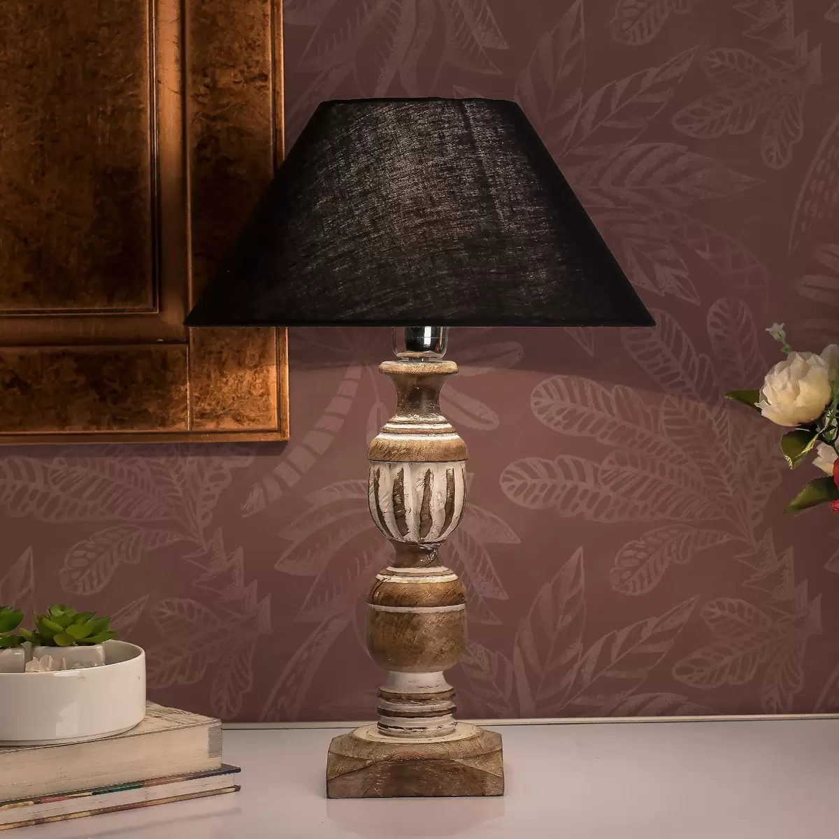 Wallpaper Textured tropical leaves in deep red terracotta hues a01001v2