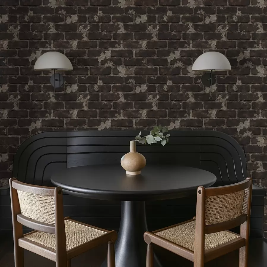 wall murals Darkened old brick wall with worn patches a01030