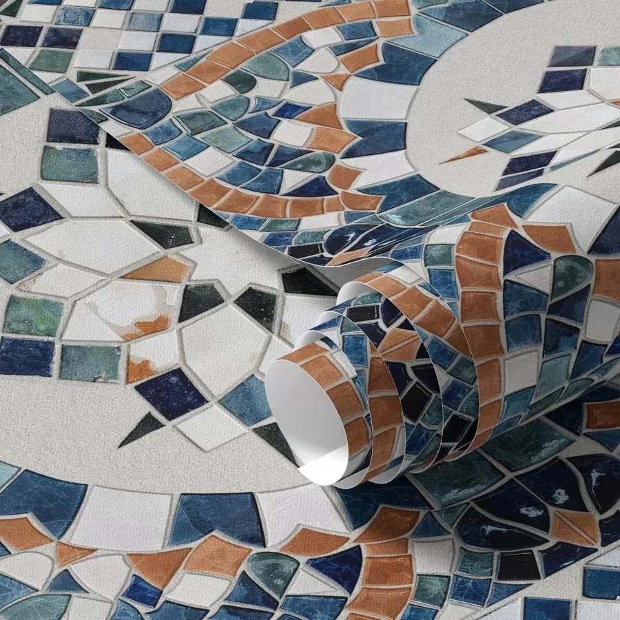 wall murals Bright Moroccan mosaic in blue-turquoise tones a01043