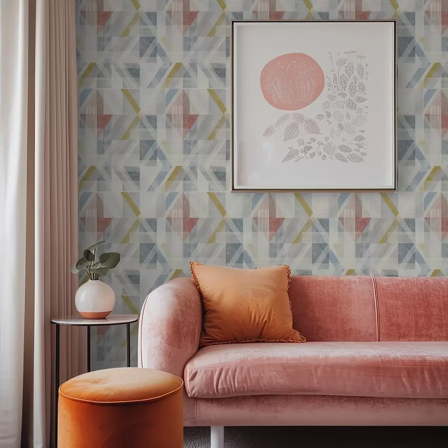 wall murals Geometric design with a red diamond at the centre a01055