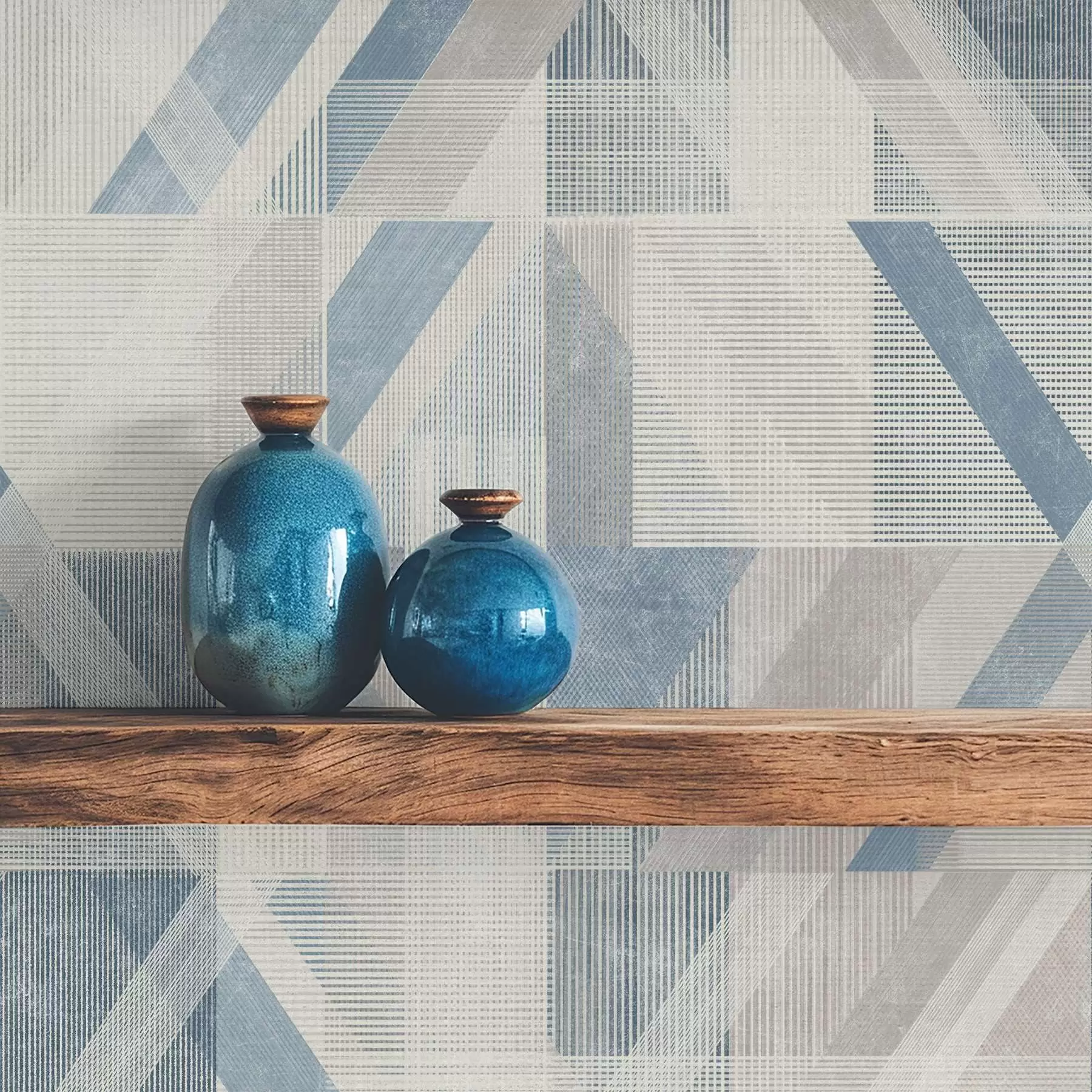 wall murals Geometric design in cool blue-grey tones a01055v1