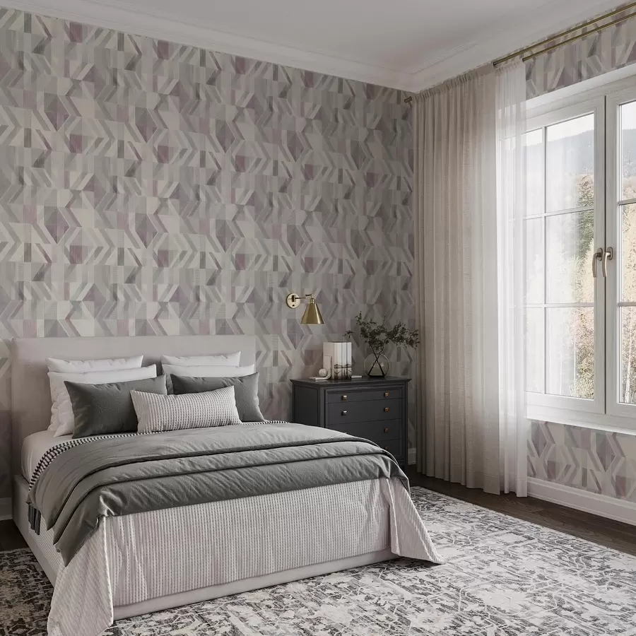 wall murals Light geometric arrows in soft grey-lilac shades a01056v1