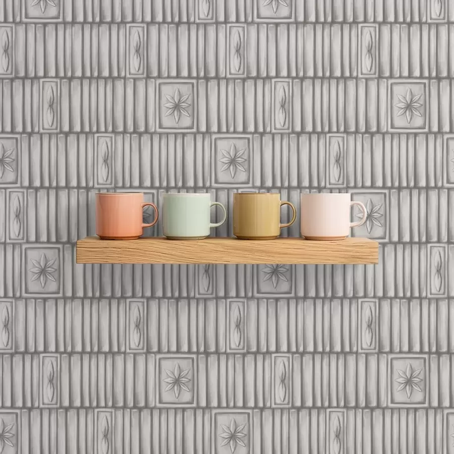 wall murals Relief vertical panels with graphic floral inserts a01058