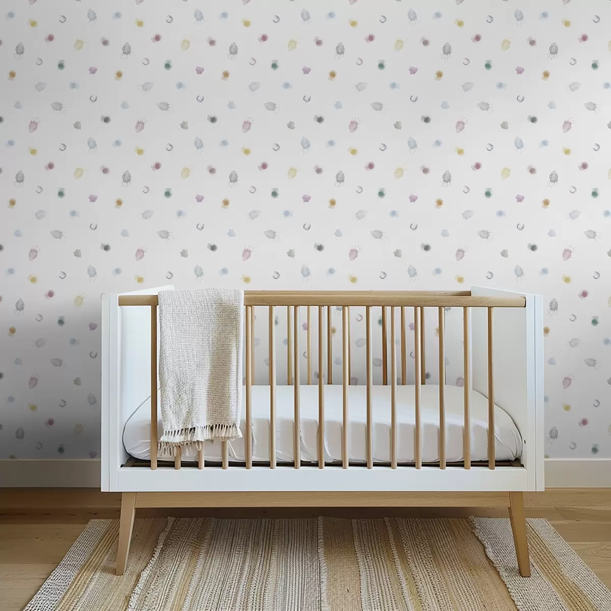 Wallpaper Large colourful watercolour spots on white paper a01062