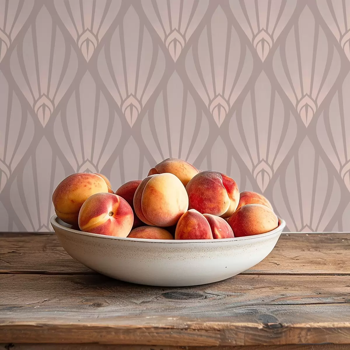 Wallpaper Powdery beige Art Deco with soft fans a01064v1