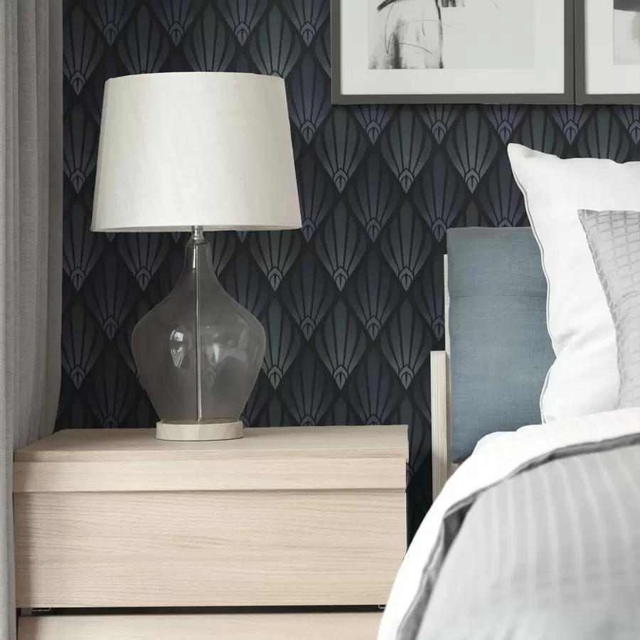 wall murals Cool blue-grey Art Deco with fan-shaped forms a01064v3