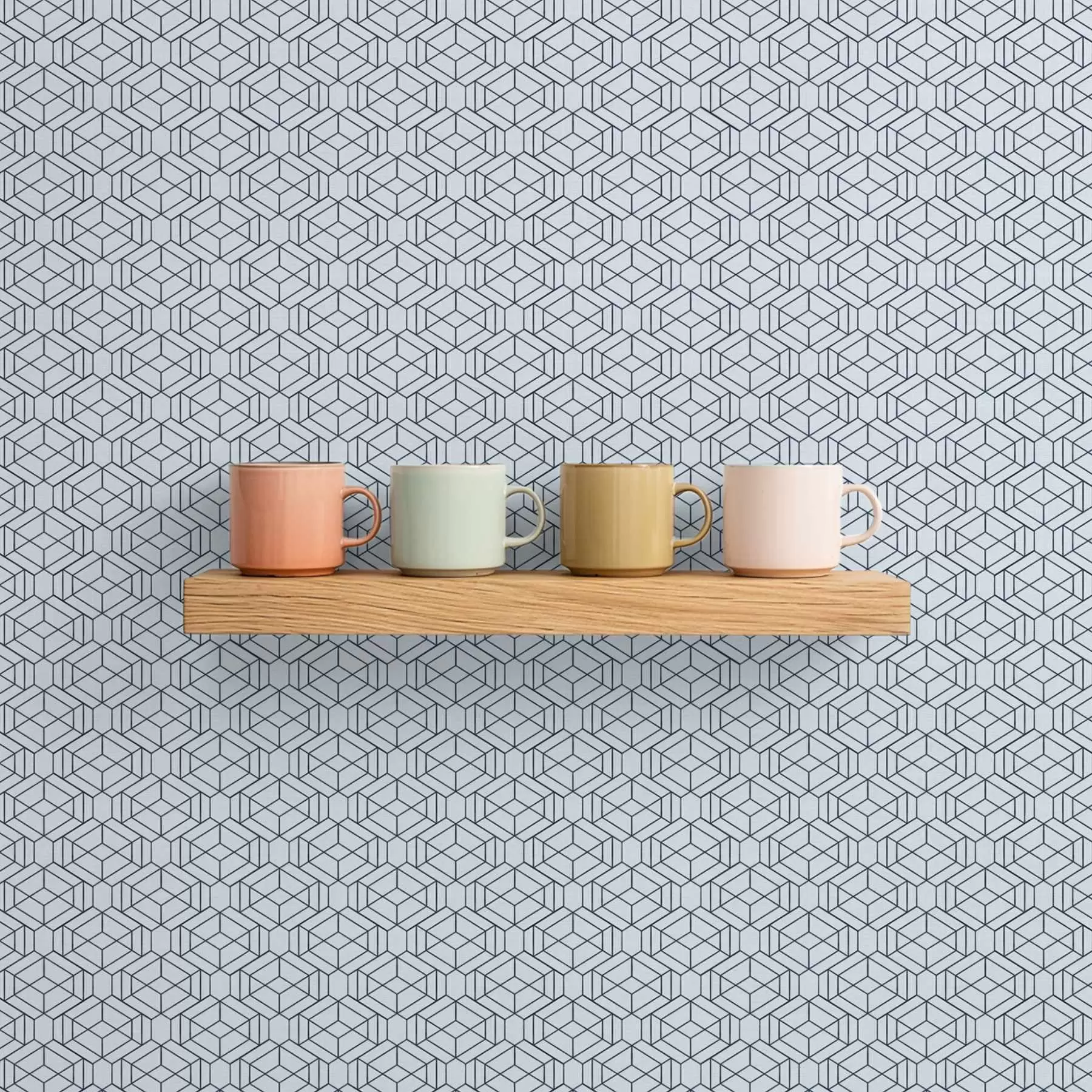 wall murals Light blue geometric cube pattern a01066