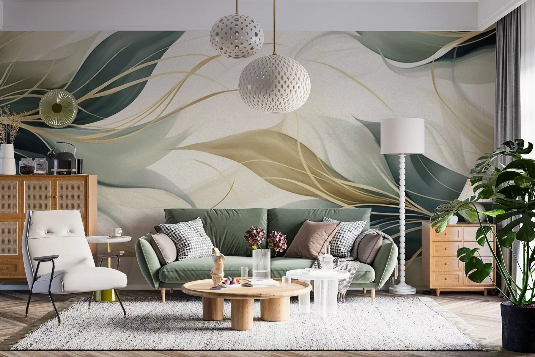 wall murals Abstract leaves w04990