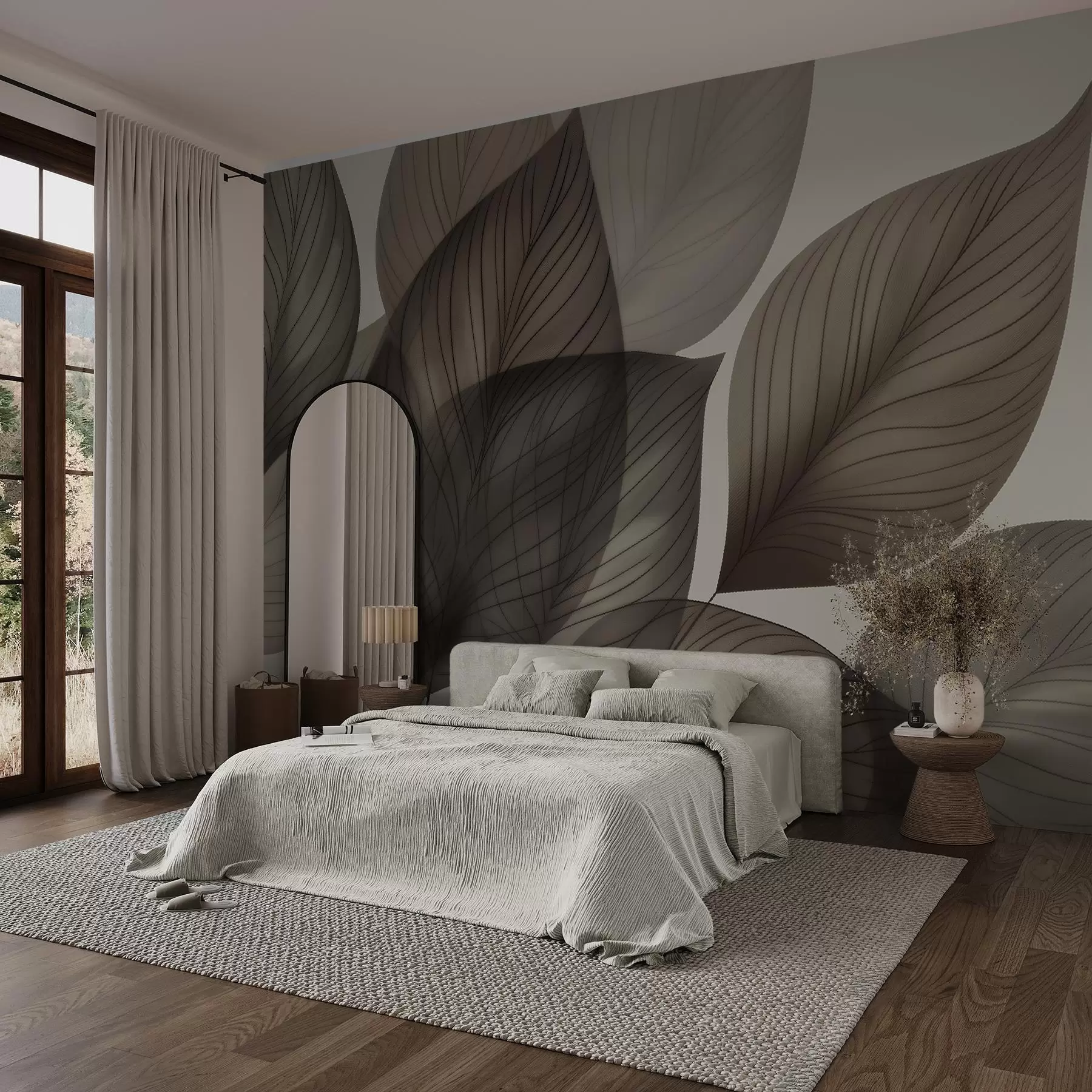 wall murals Linear leaves w04974
