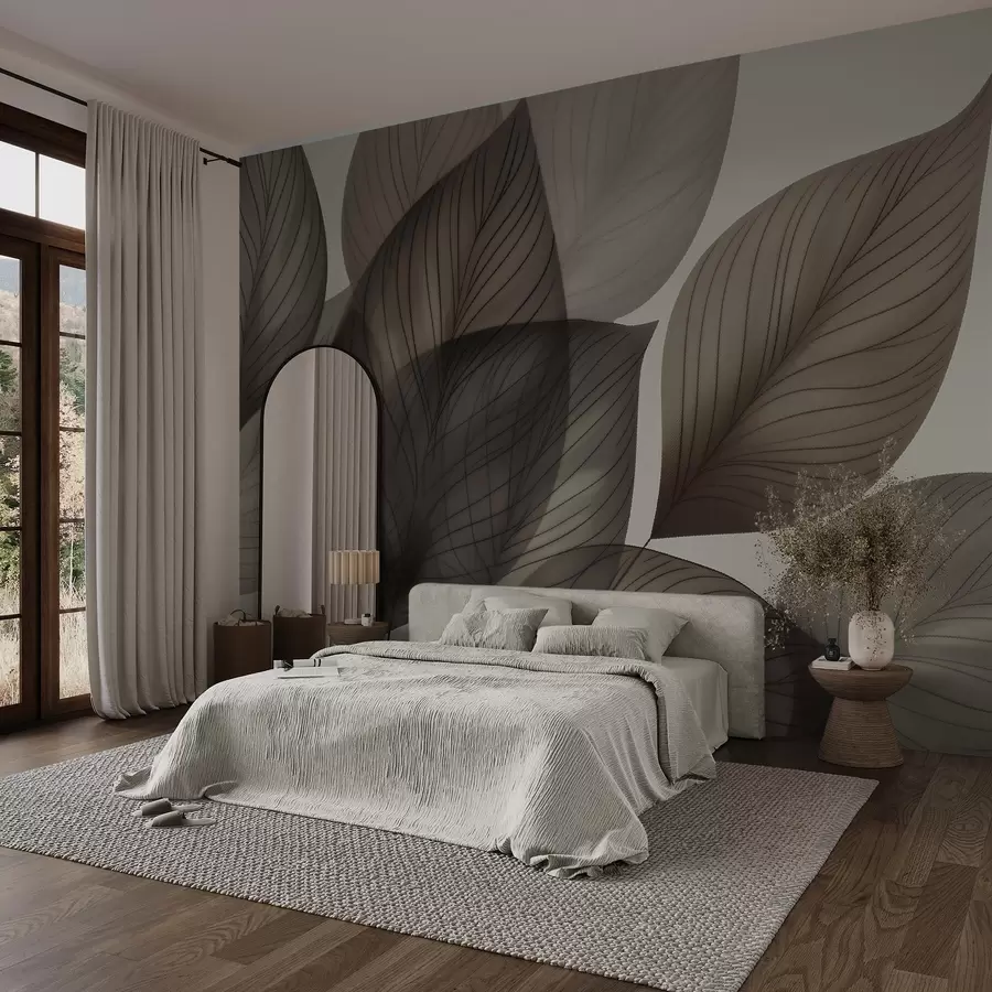 wall murals Linear leaves w04974
