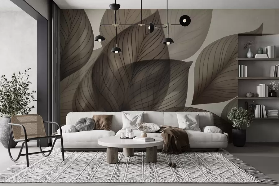 wall murals Linear leaves w04974