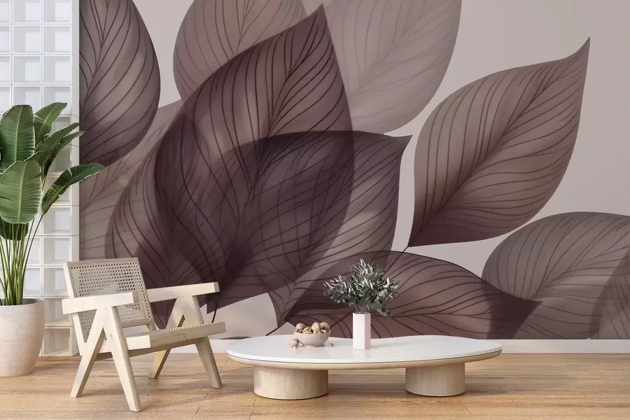 wall murals Linear leaves w04974v2