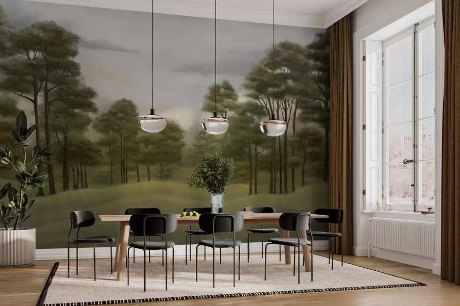 wall murals Serene forest landscape in gentle hues w02193