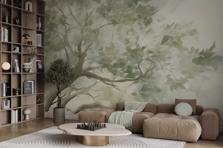 wall murals Tree with branches imitation of painting w09601
