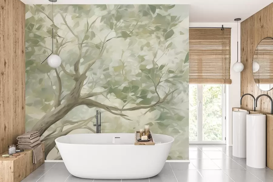 wall murals Tree with branches imitation of painting w09601