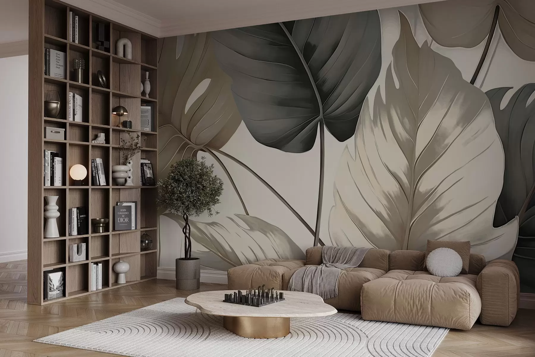 wall murals Leaf veins stylised with pencil w05034