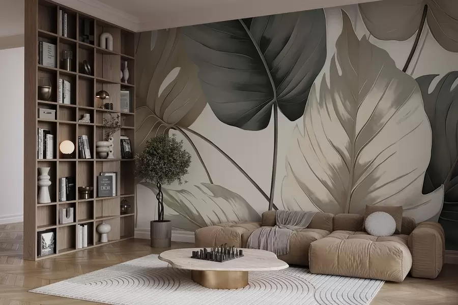 wall murals Leaf veins stylised with pencil w05034