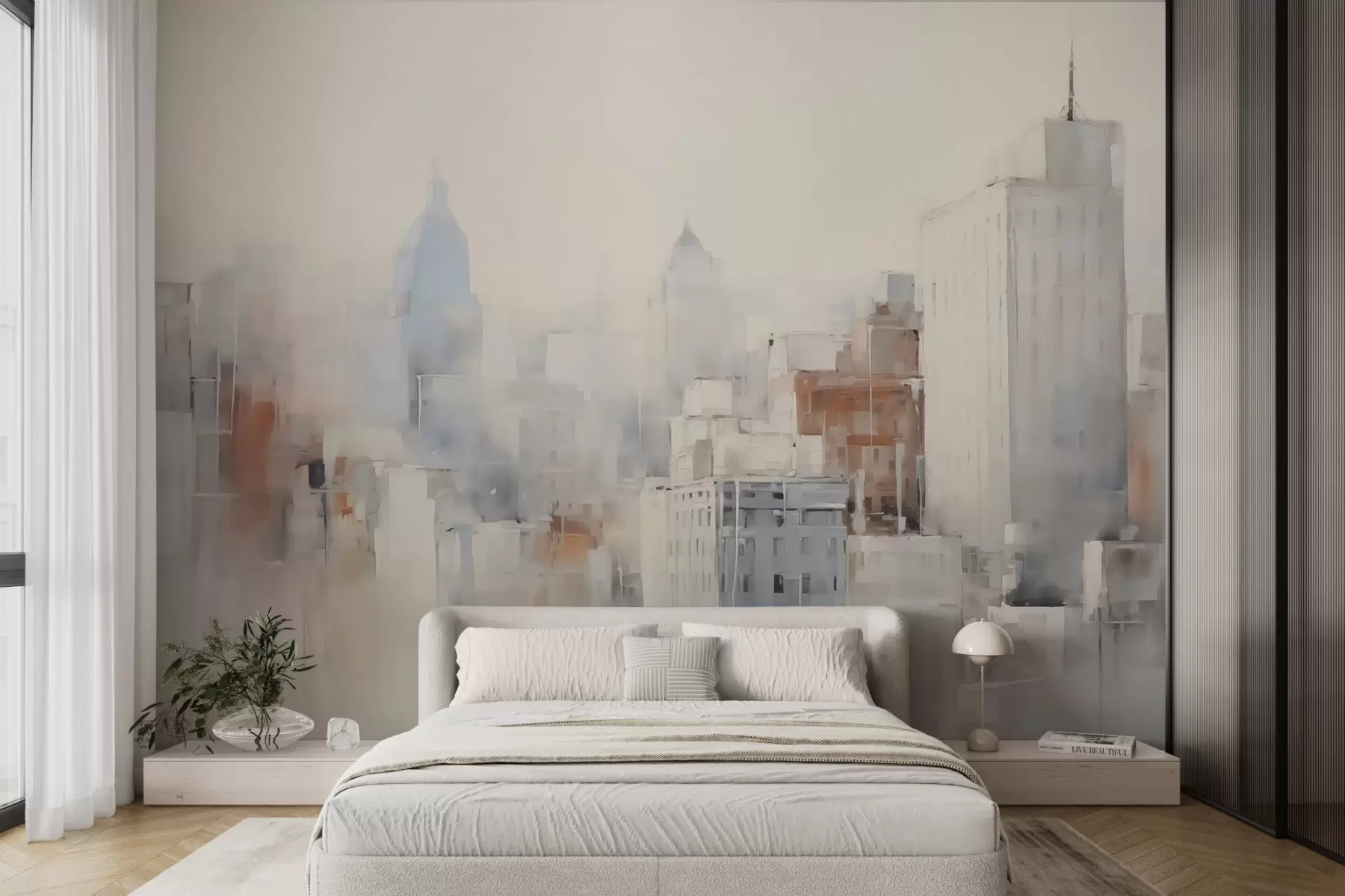 wall murals Abstract city imitation of painting w04897