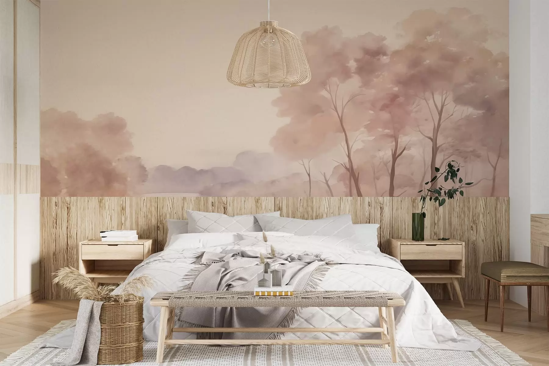 wall murals Delicate landscape with trees w05075