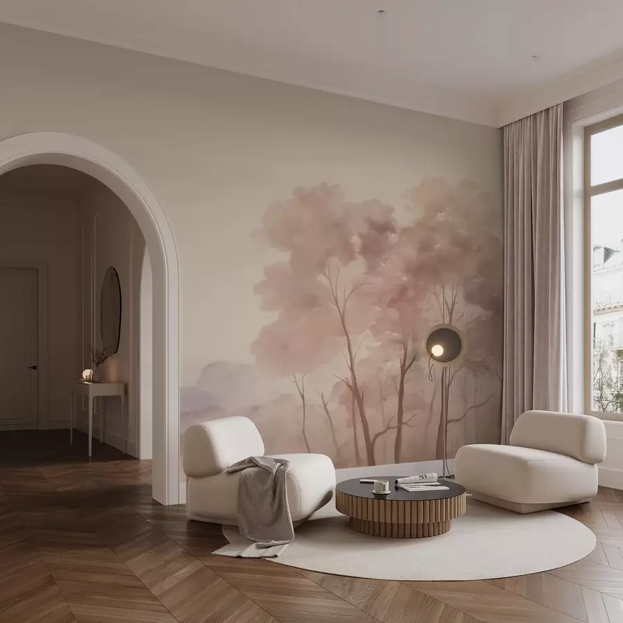 wall murals Delicate landscape with trees w05075