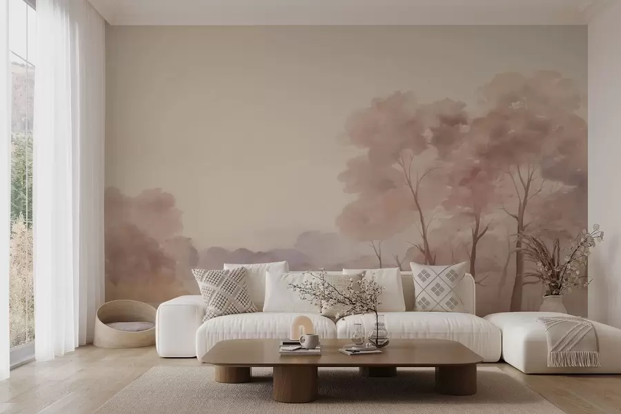 wall murals Delicate landscape with trees w05075